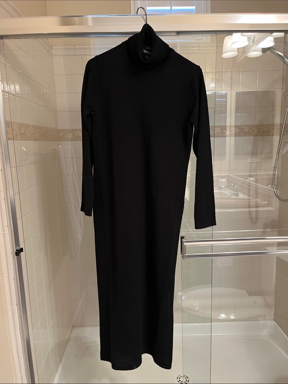 Nina Leonard Black Turtleneck Maxi Dress